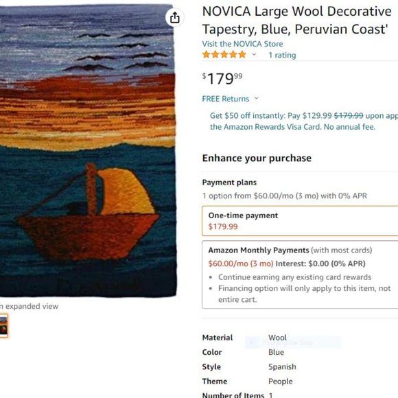 NEW Novica NatGeo Fair Trade Wool Tapestry "Peruvian Coast" Peru folk art - Picture 6 of 6